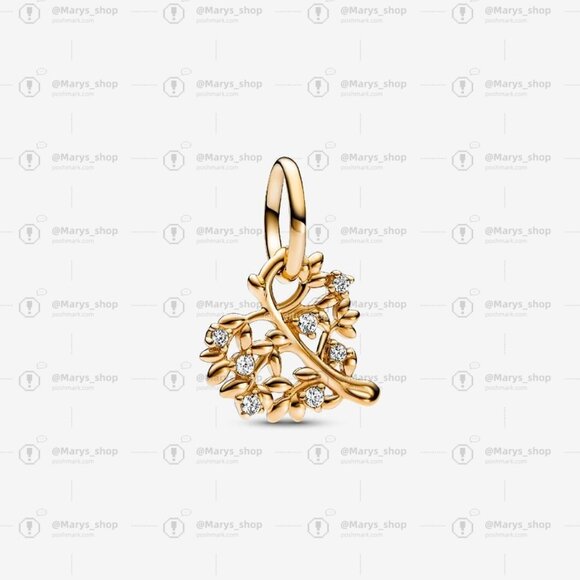 Pandora Sparkling Heart & Family Tree Dangle Charm|Gold - Picture 1 of 2
